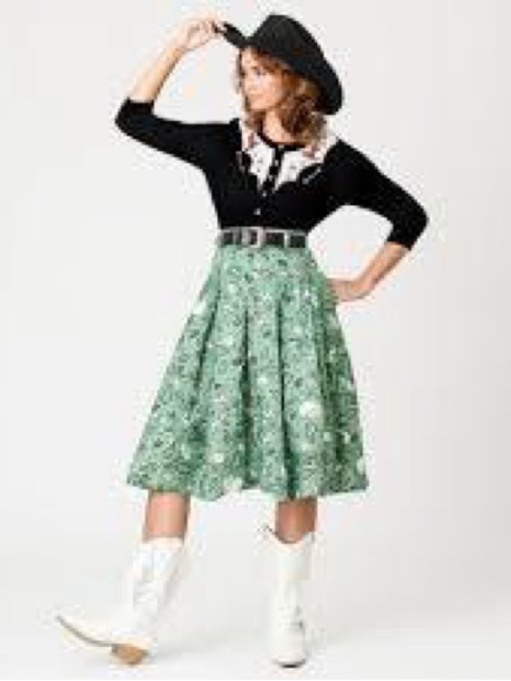 Unique Vintage Disney Pixar Toy Story Sage Green Paisley Skirt & Belt